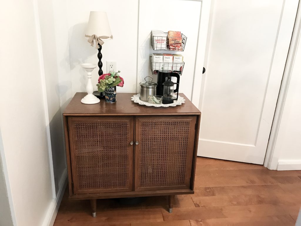 Antique cabinet turned into a barista bar