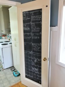 Chalkboard Door in Kitchen with Calendar